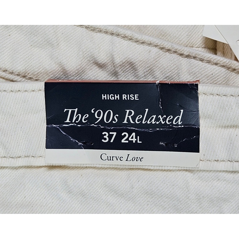 Abercrombie & Fitch The 90s Relaxed Jeans Women 37L Cream Curve Love High Rise - Picture 2 of 16